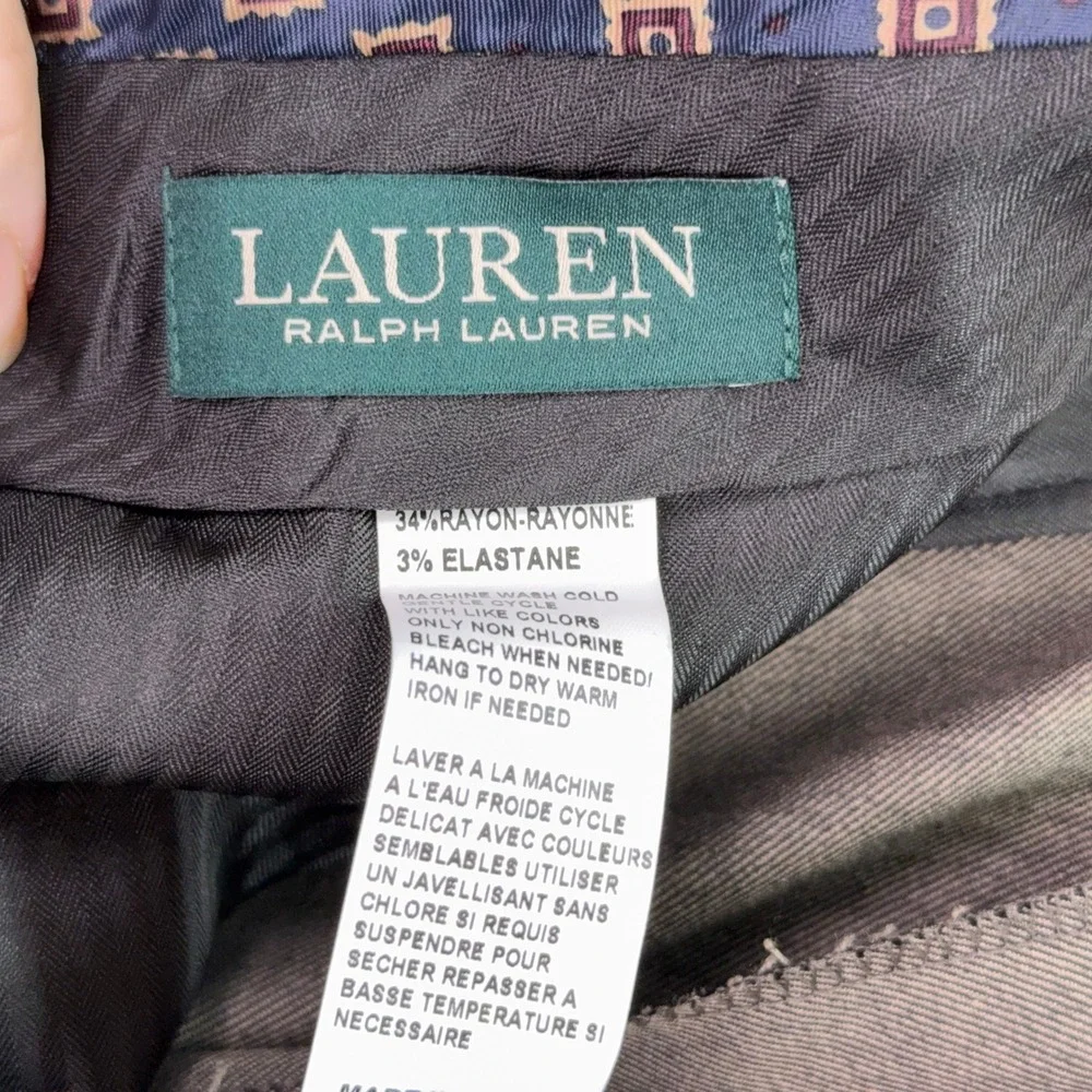 Lauren Ralph Lauren Dress Pants Mens 36x29 Taupe Ultraflex Pleated Preppy Office
